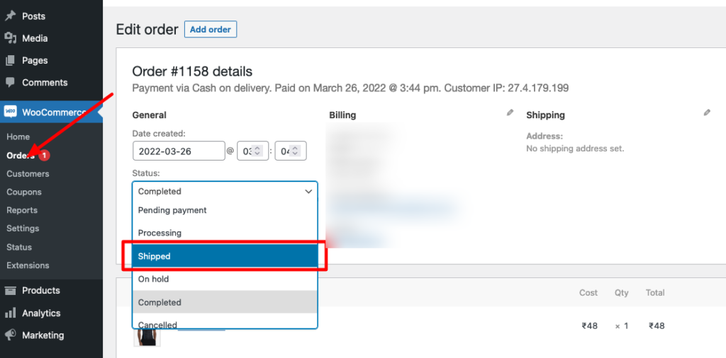 Add Custom Order Status in WooCommerce